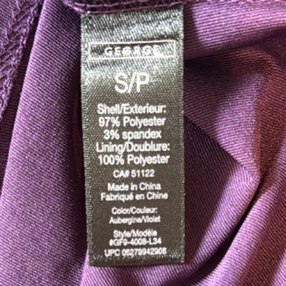 George Dress Elegant Purple Sleeveless Ruched Waist Women's Size S - Picture 10 of 10